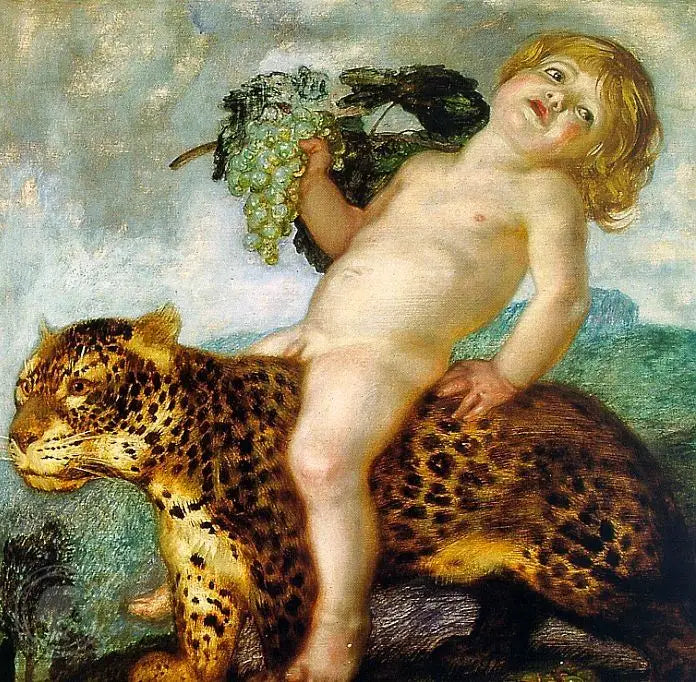 Bacchus, das Kind, das auf einem Panther reitet - Franz von Stuck