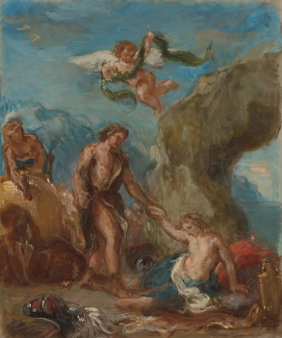 Bacchus und Ariadne (Skizze für „Der Herbst“ aus „Die vier Jahreszeiten“) - Eugène Delacroix