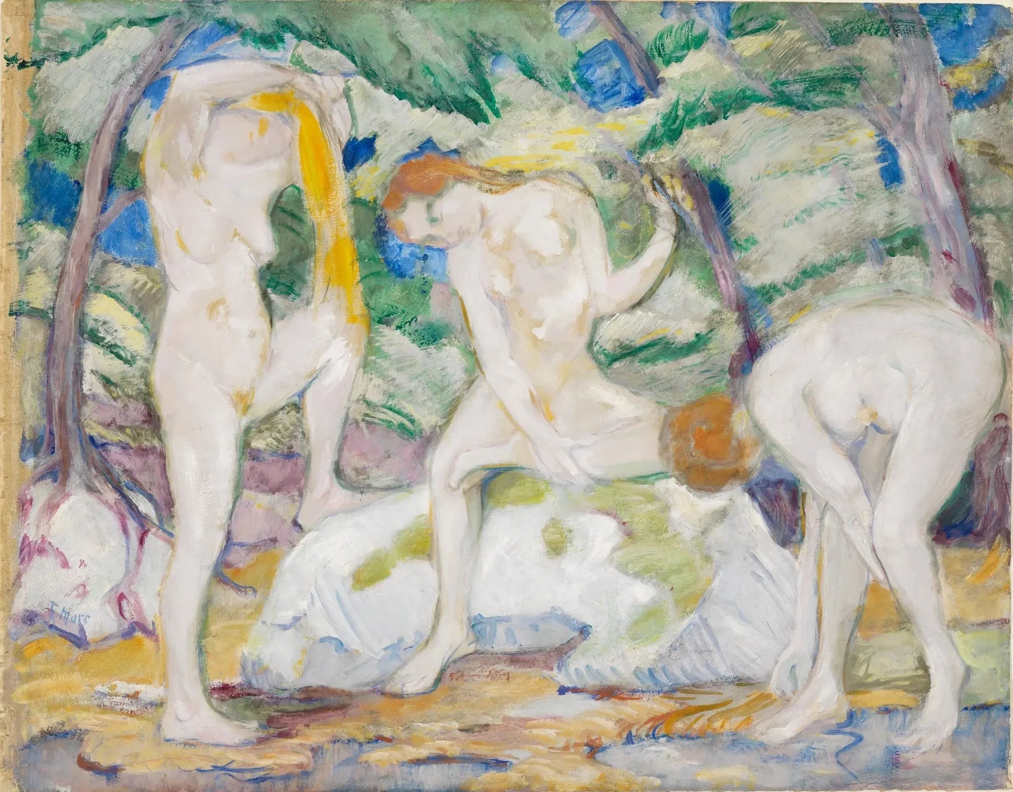 Badende Frauen - Franz Marc image 1 copie peinte à la main à l’huile