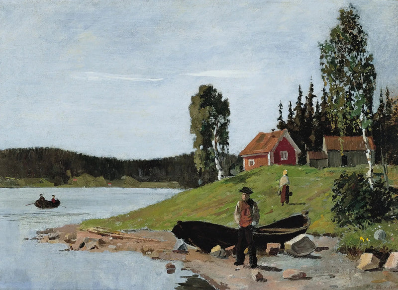 Bucht mit Schiff und Haus - Edvard Munch