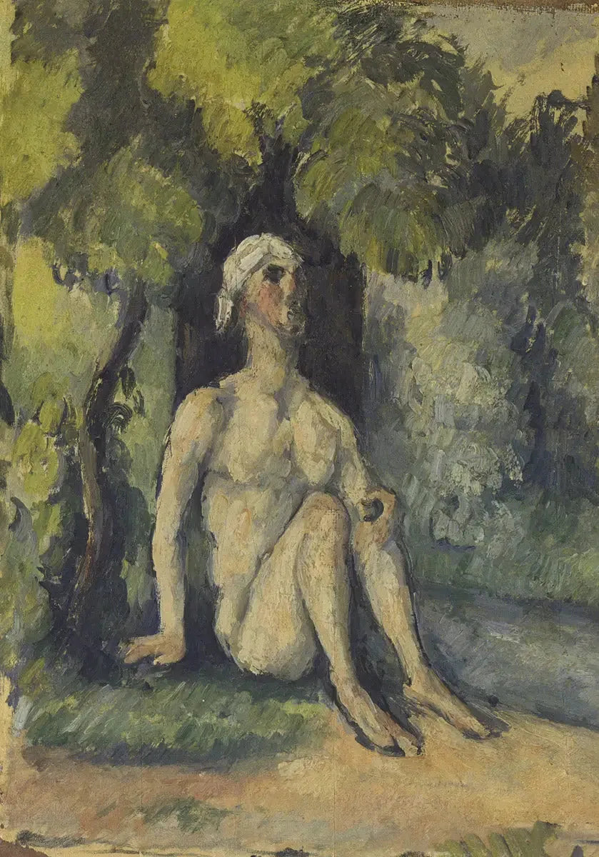 Sitzender Badender am Wasserufer - Paul Cézanne