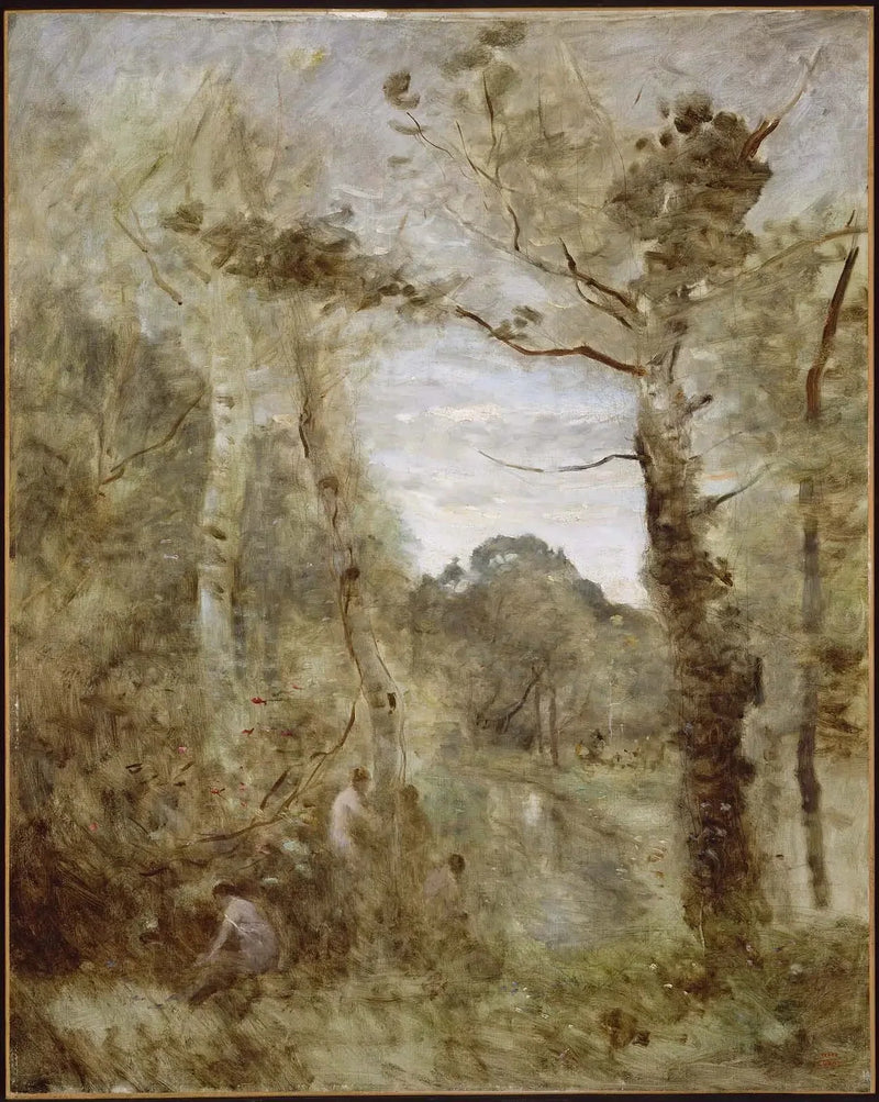 Baden in einer Lichtung - Jean-Baptiste Camille Corot