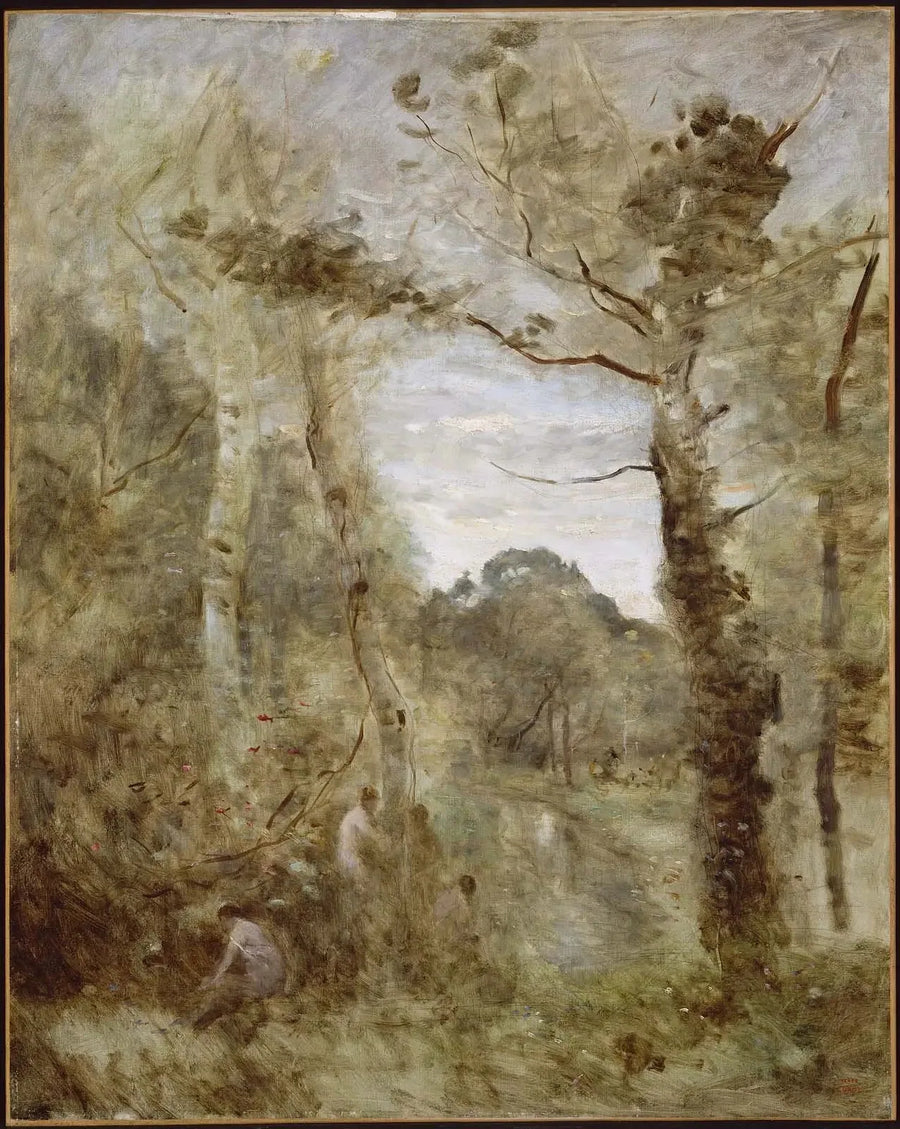 Baden in einer Lichtung - Jean-Baptiste Camille Corot