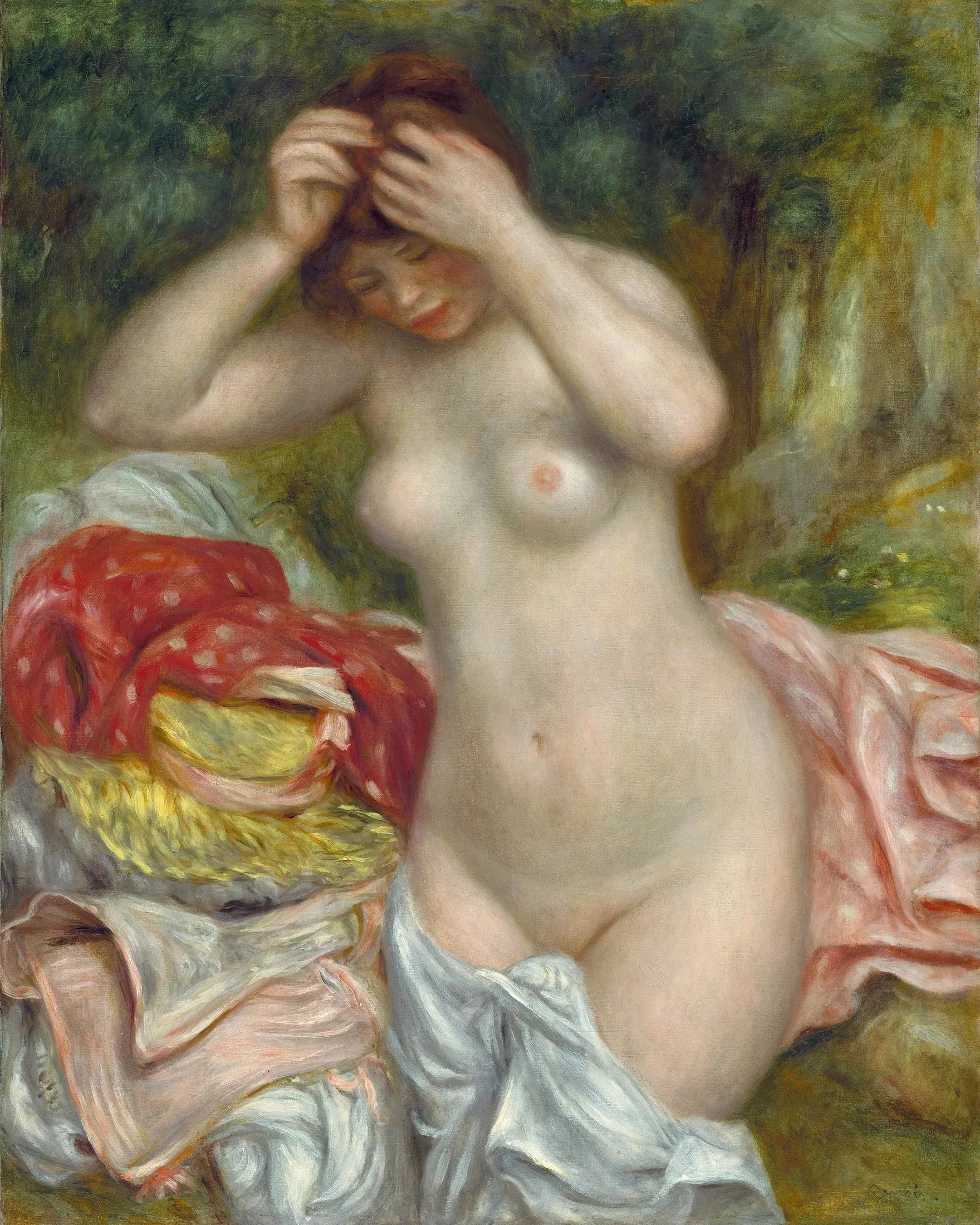 Baigneuse arrangeant ses cheveux - Pierre-Auguste Renoir image 1 tableau peint à l’huile sur toile
