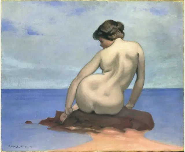 Baigneuse assise sur un rocher - Félix Vallotton image 1 copie peinte à la main à l’huile