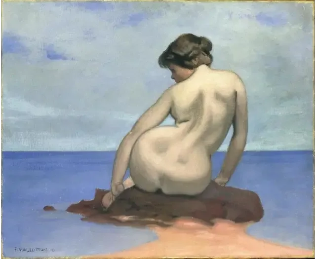 Sitzende Badende auf einem Felsen - Félix Vallotton