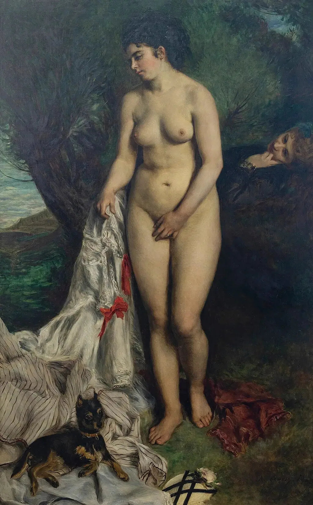Baigneuse avec un griffon ou Lise au bord de la Seine - Pierre-Auguste Renoir image 1 reproduction artisanale de tableau