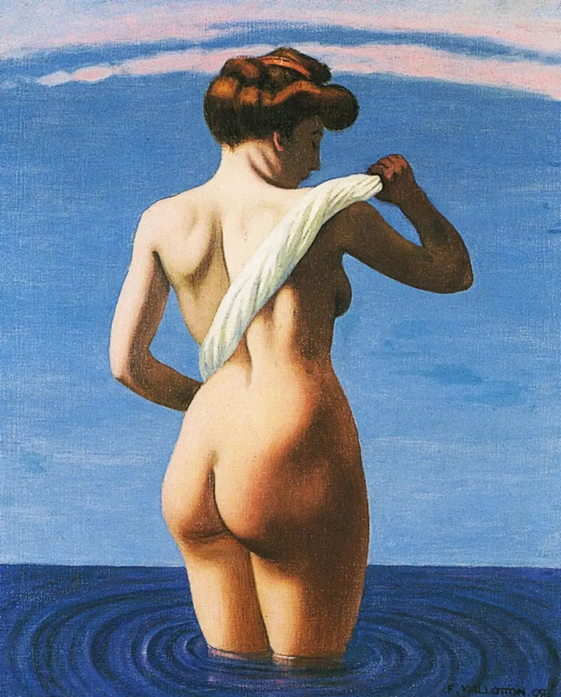 Rückenbadende Person, die sich mit einem gerollten Tuch abtrocknet - Félix Vallotton