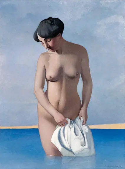 Gesichtsbaderin, grauer Hintergrund - Félix Vallotton