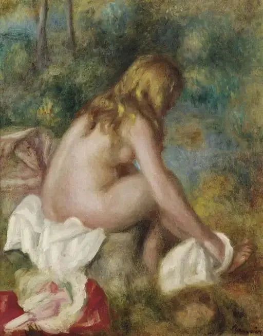 Badende, sitzend nackt - Pierre-Auguste Renoir