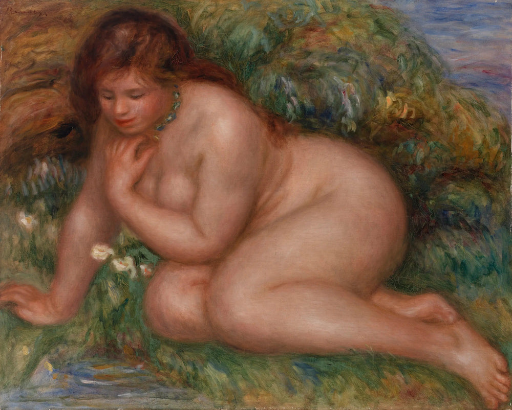 Baigneuse se regardant dans l'eau - Pierre-Auguste Renoir image 1 tableau peint à l’huile sur toile