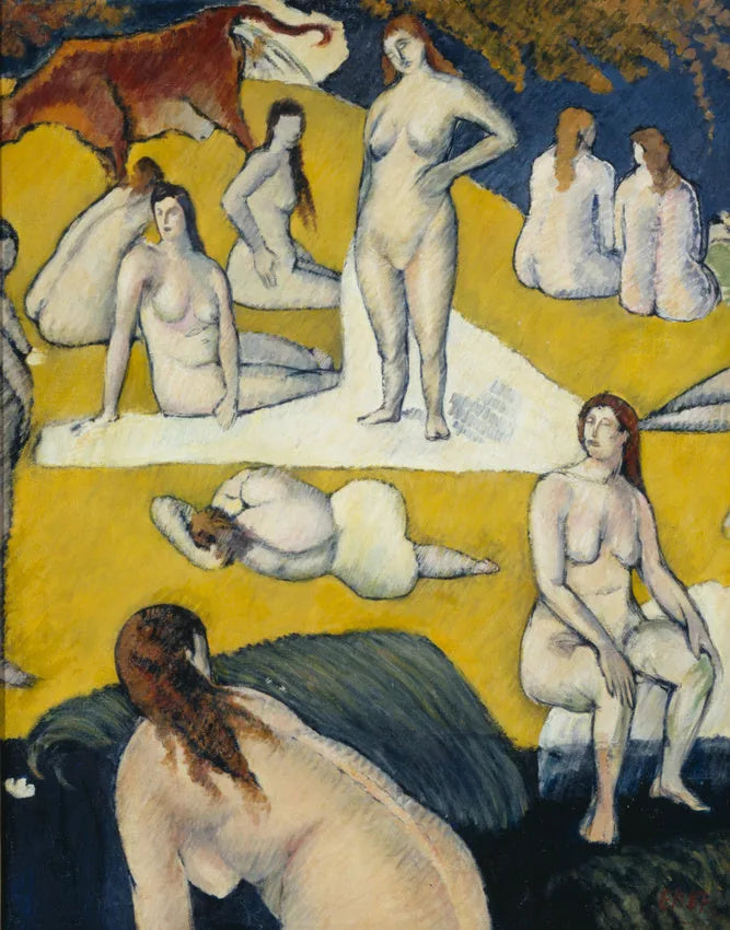 Badende mit roter Kuh - Émile Bernard