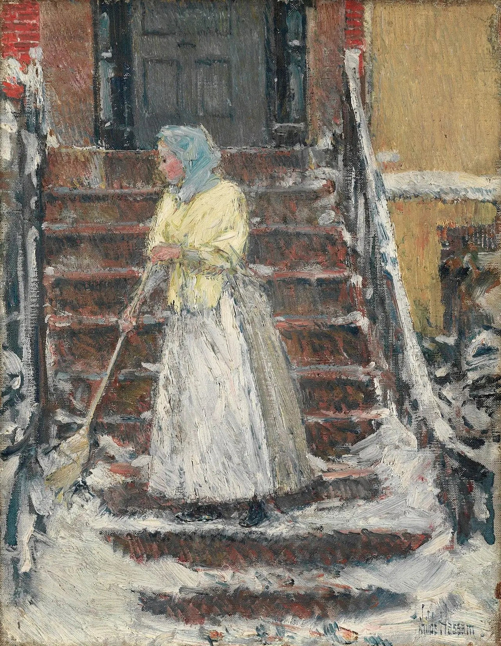 Balayage de la neige - Childe Hassam image 1 copie peinte à la main à l’huile