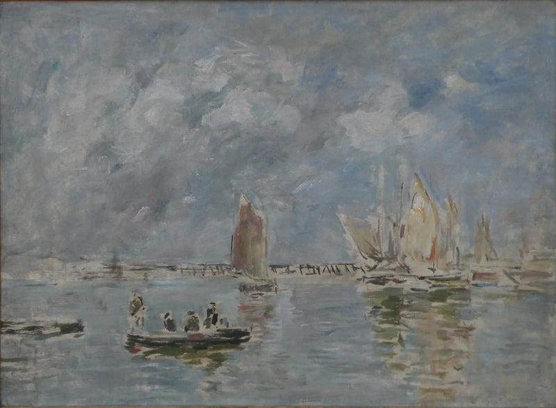 Boote und Estakade - Eugène Boudin