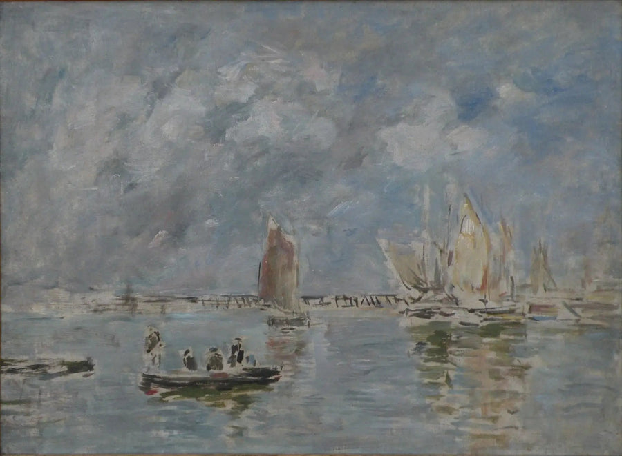 Boote und Estakade - Eugène Boudin