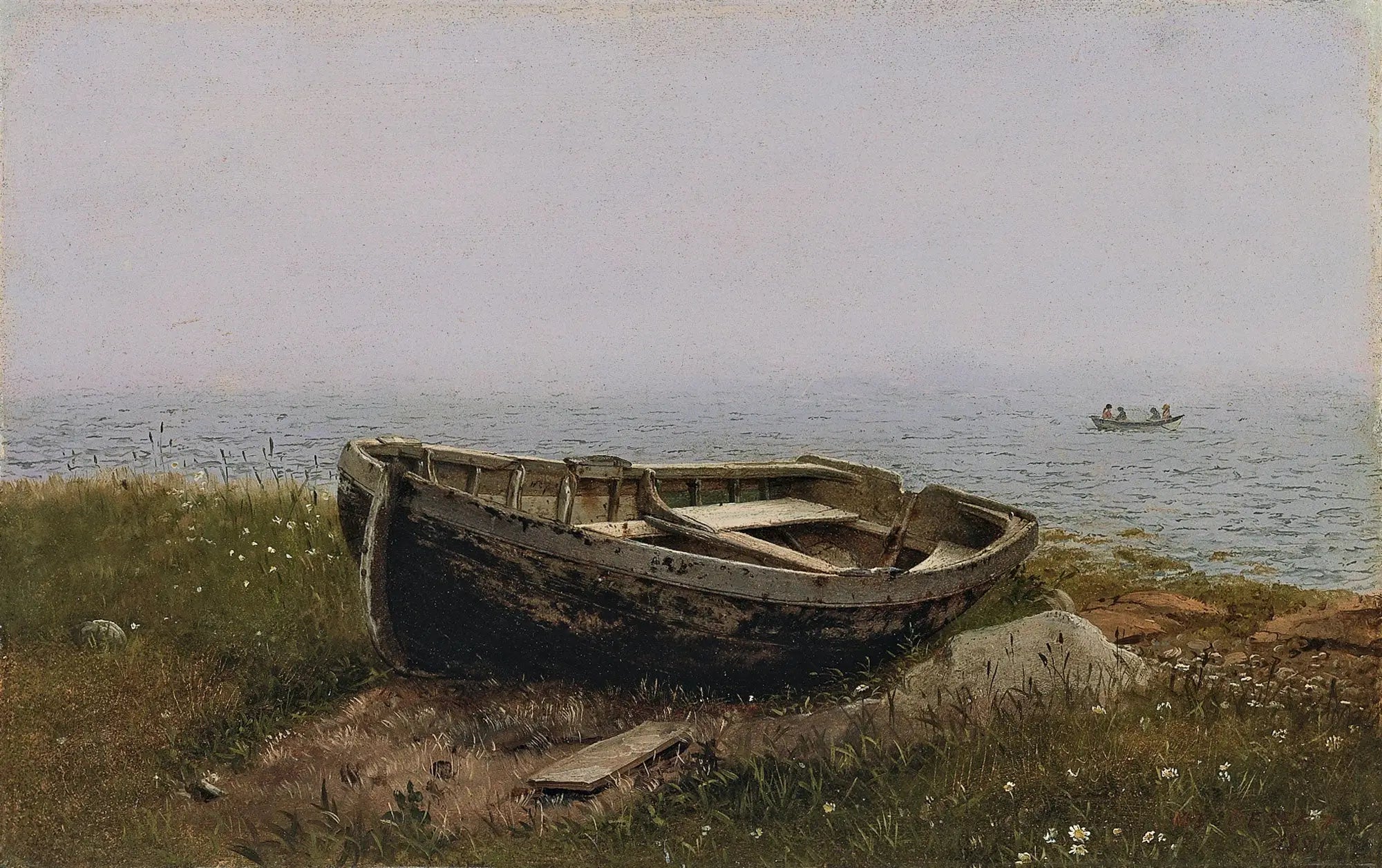 Bateau abandonné - Frederic Edwin Church image 1 copie de tableau peinte à la main