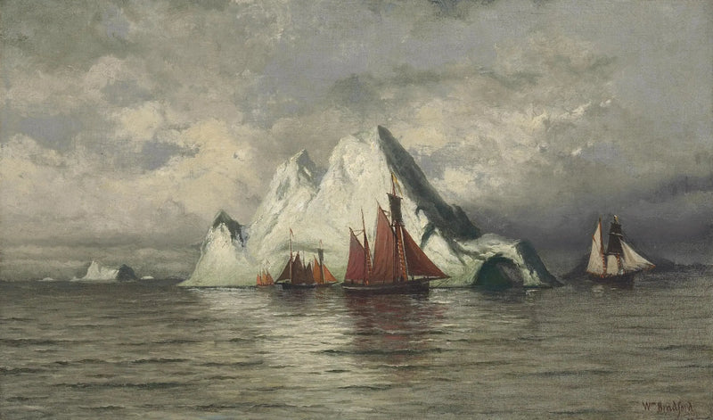 Fischerboote und Eisberge - William Bradford