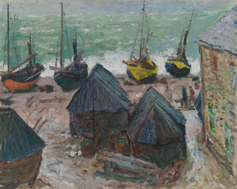 Boote am Strand in Étretat W1024 - Claude Monet