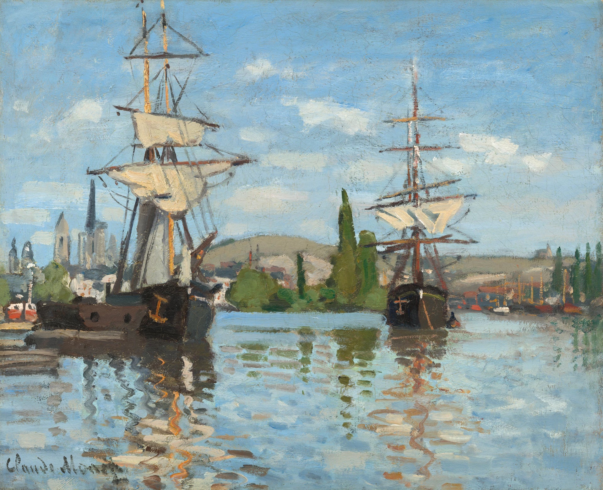 Navires sur la Seine à Rouen W210 par Claude Monet, National Gallery of Art