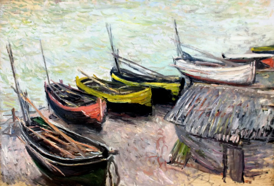 Boote am Strand von Étretat - Claude Monet