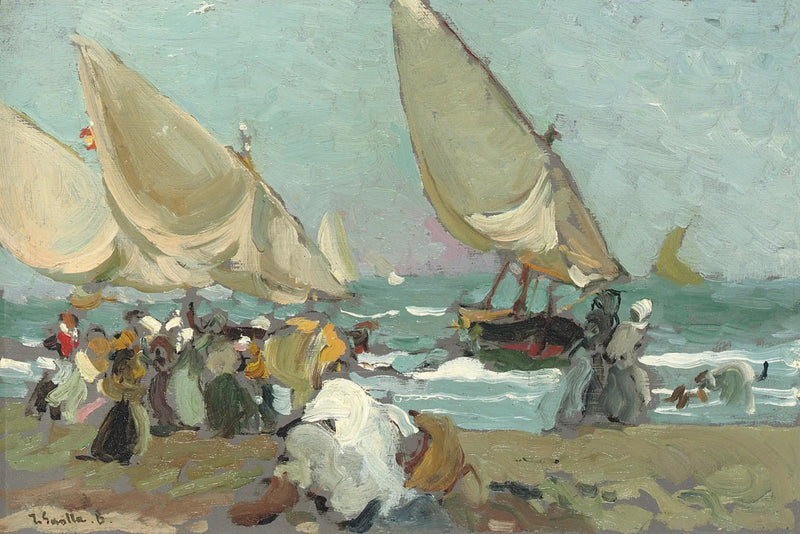 Boote am Strand von Valencia - Joaquín Sorolla