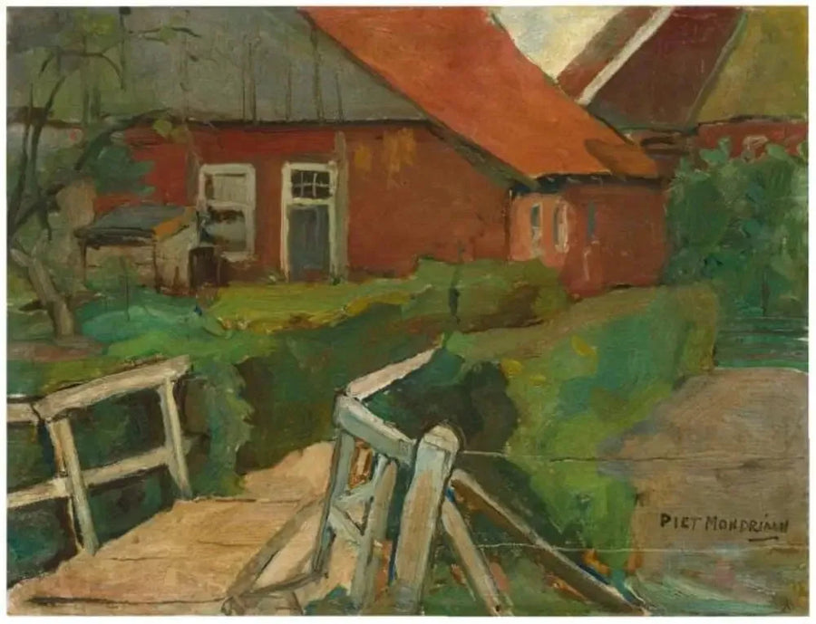 Landwirtschaftliche Gebäude mit Brücke - Piet Mondrian