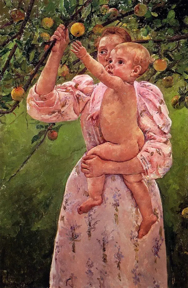 Bébé tend la main vers une pomme - Mary Cassatt image 1 reproduction réalisée par Alpha Reproduction