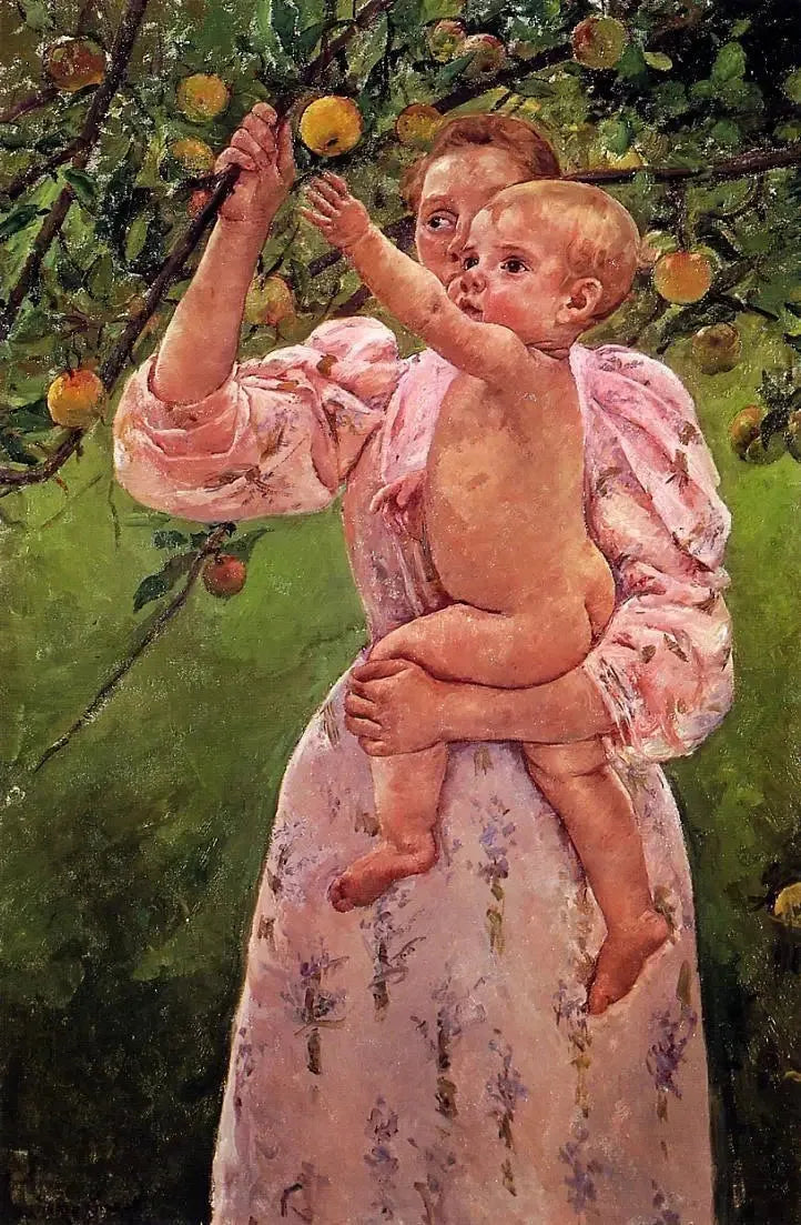 Baby streckt die Hand nach einem Apfel aus - Mary Cassatt