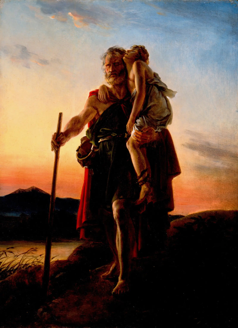 Bélisaire trägt seinen Führer, gestochen von einer Schlange - François Gérard