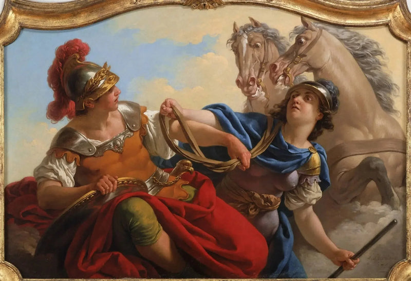 Bellone präsentiert die Zügel ihrer Pferde an Mars - Louis Jean François Lagrenée