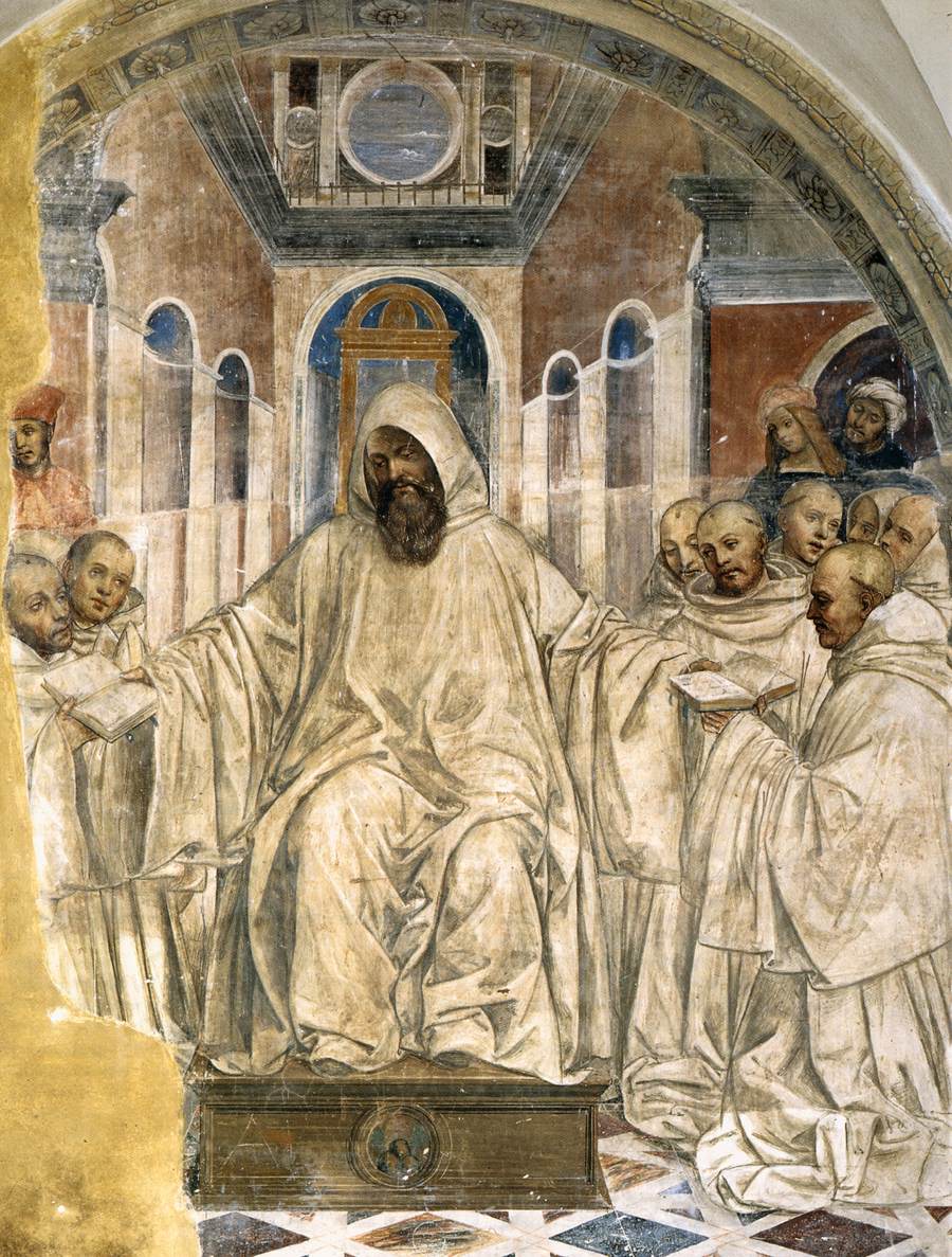 Benoît présente sa règle aux moines olivâtres. - Il Sodoma (Giovanni Antonio Bazzi) image 1 tableau peint à l’huile sur toile