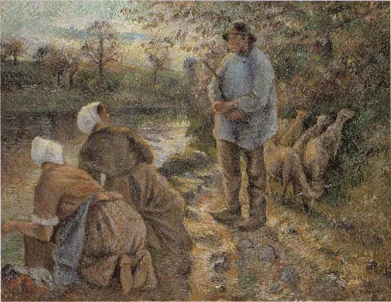 Berger und Waschmaschinen in Montfoucault - Camille Pissarro