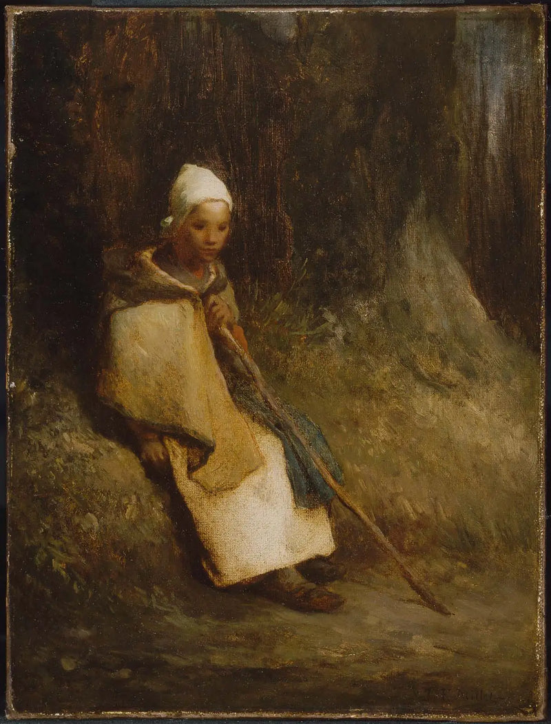 Sitzende Bauerngenossin am Waldrand - Jean-François Millet