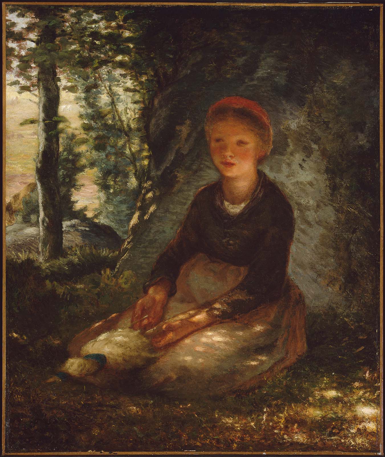 Sitzende Bergère im Schatten - Jean-François Millet
