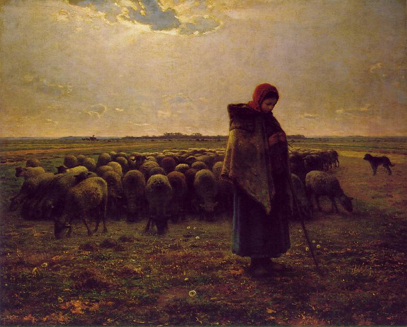 Bergère mit ihrer Herde - Jean-François Millet