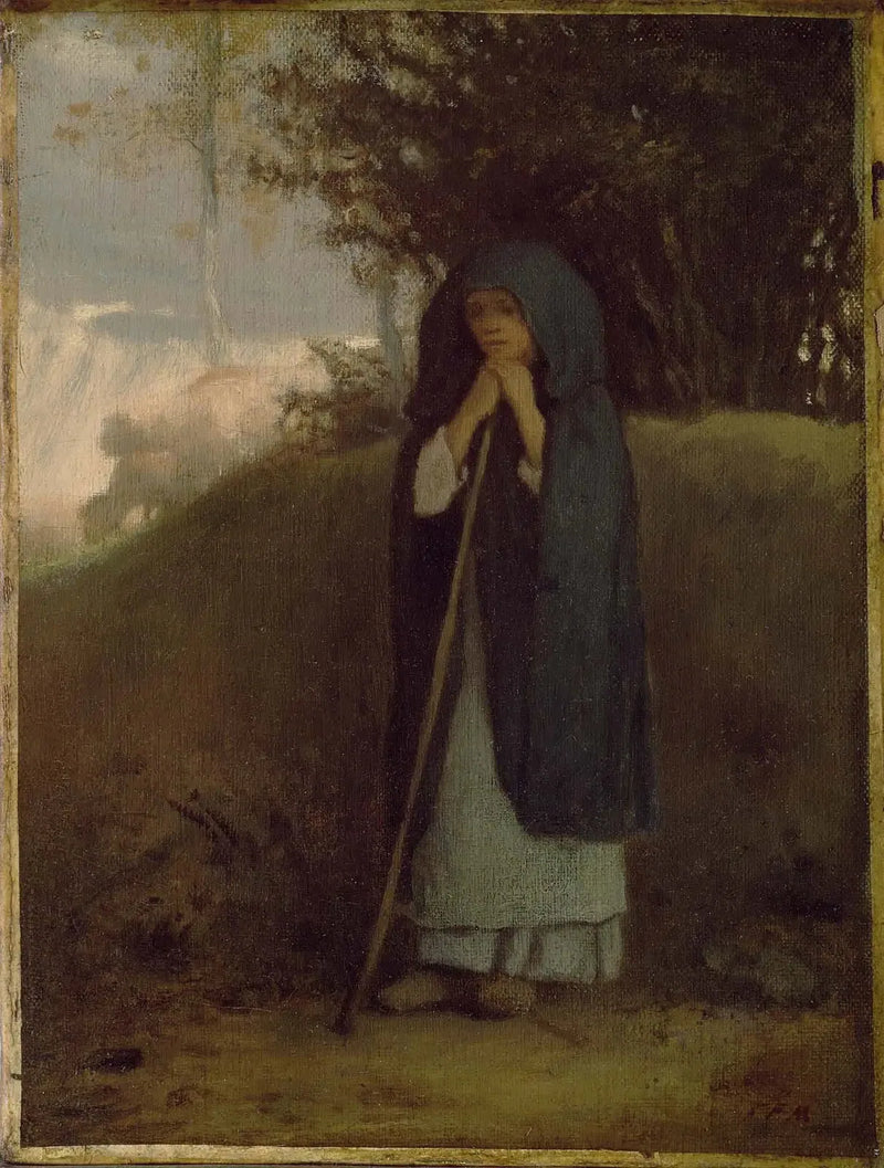 Bergère, die auf ihrem Stock lehnt - Jean-François Millet