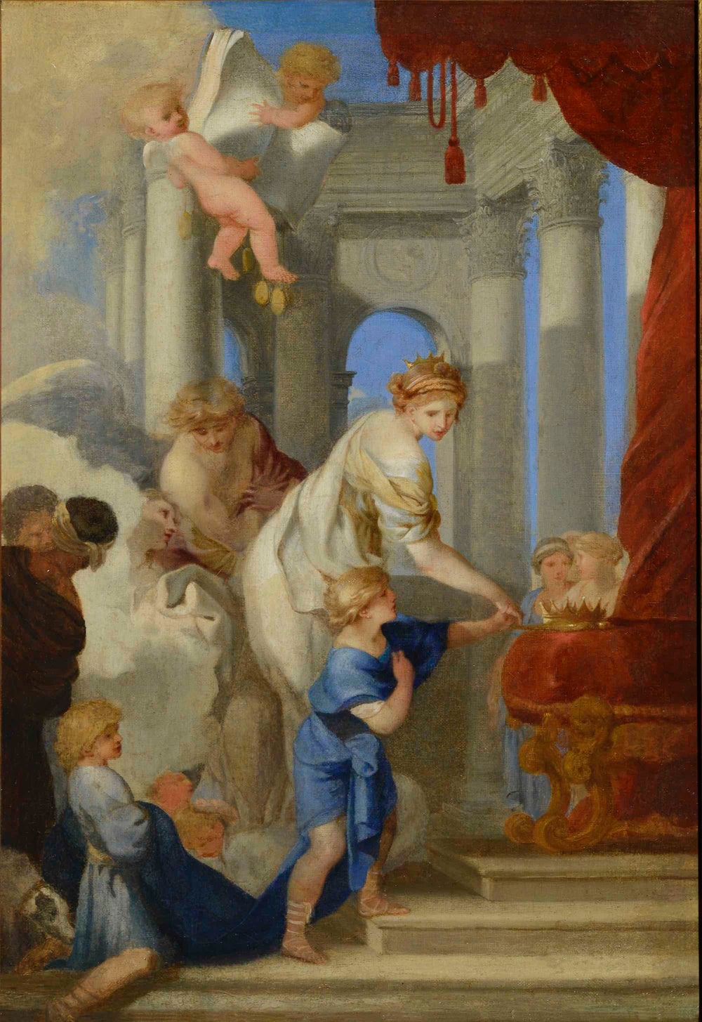 Bethsabée guidant Salomon vers le trône - Sébastien Bourdon image 1 copie de tableau peinte à la main