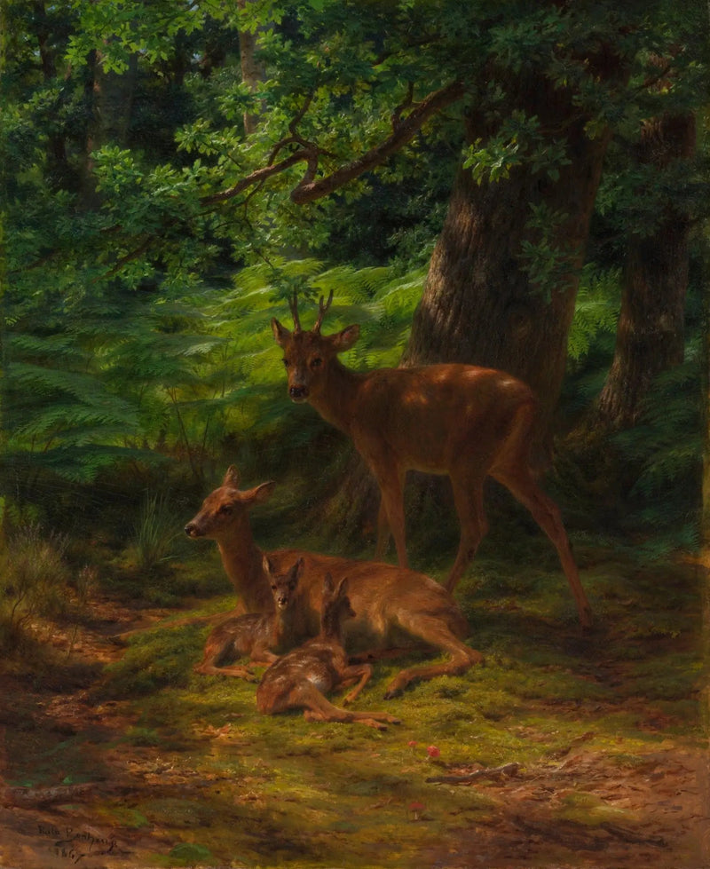 Rehe und Hirsch in Ruhe - Rosa Bonheur