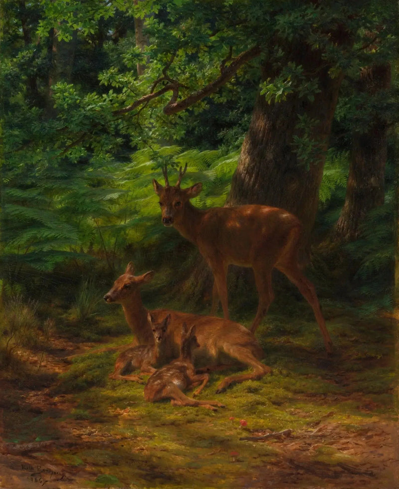 Rehe und Hirsch in Ruhe - Rosa Bonheur