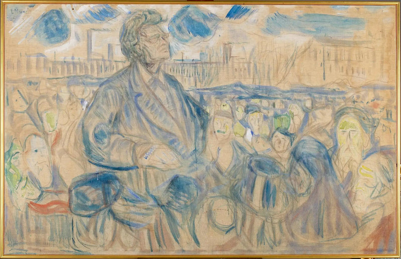 Bjørnstjerne Bjørnson, der sich an das Volk wendet - Edvard Munch