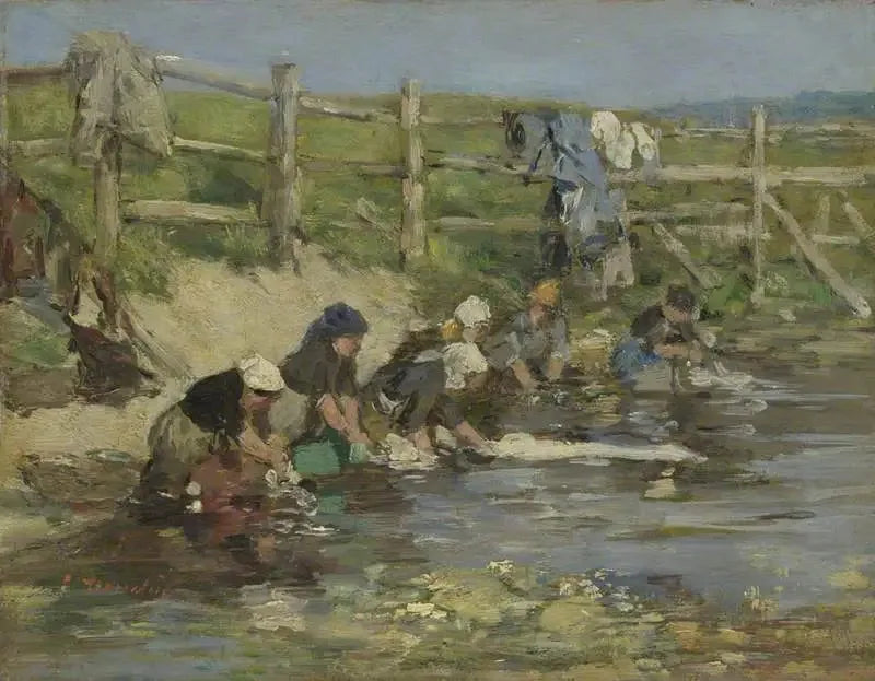 Wäscherinnen am Ufer eines Baches - Eugène Boudin