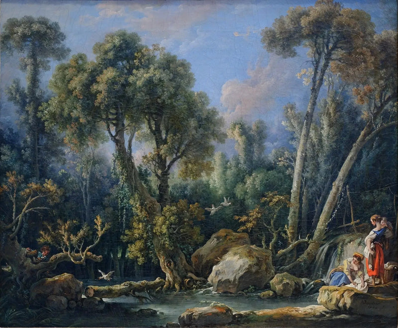 Waschfrauen in einer Landschaft - François Boucher
