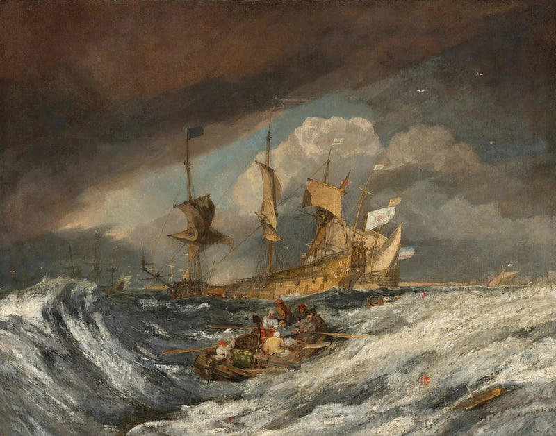 Boote, die Anker zu den niederländischen Kriegsschiffen bringen - J. M. W. Turner