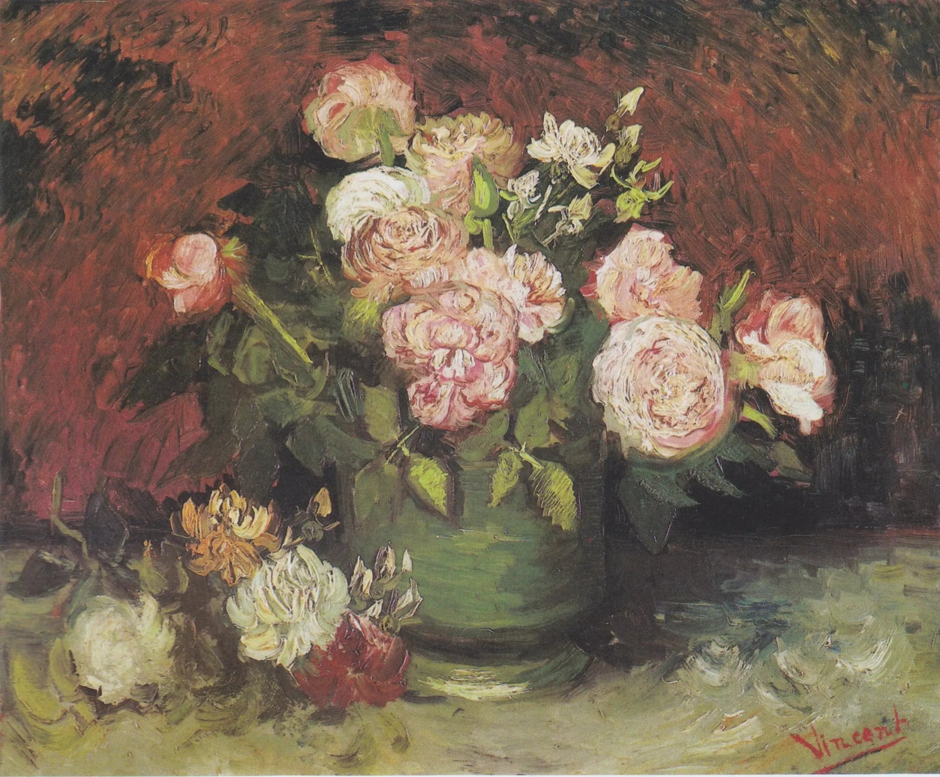 Bol avec pivoines et roses - Vincent van Gogh image 1 reproduction d’œuvre d’art à l’huile