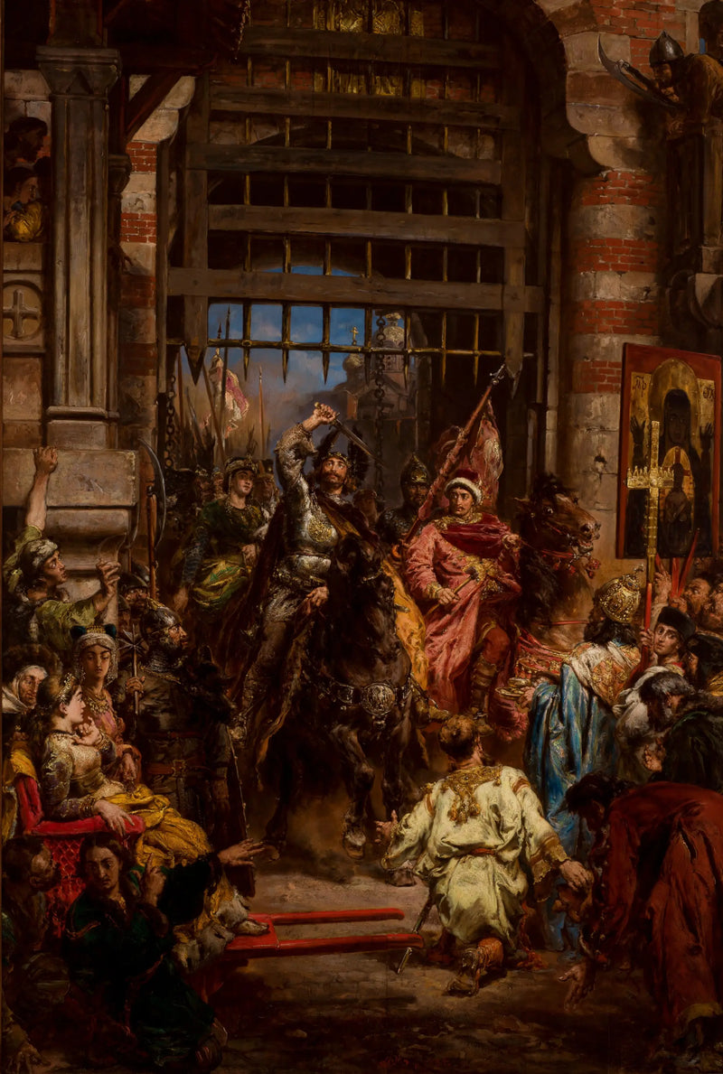 Boleslas der Tapfere mit Sviatopolk am Goldenen Tor von Kiew - Jan Matejko