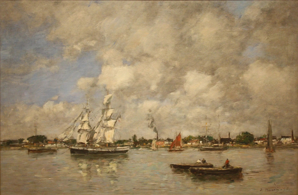 Bordeaux, Bateaux sur la Garonne - Eugène Boudin image 1 reproduction artisanale de tableau