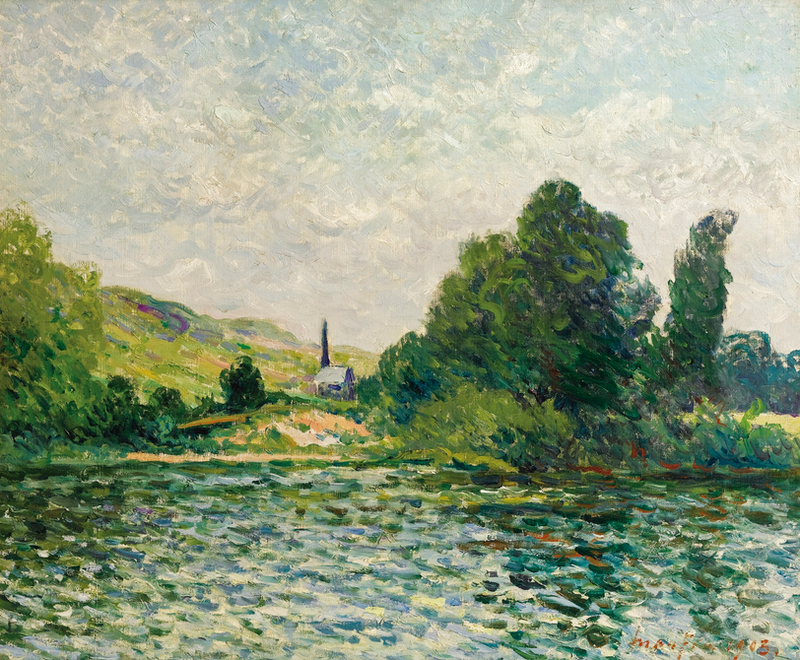 Ufer der Seine, Landschaft bei Bouafles, Eure - Maxime Maufra