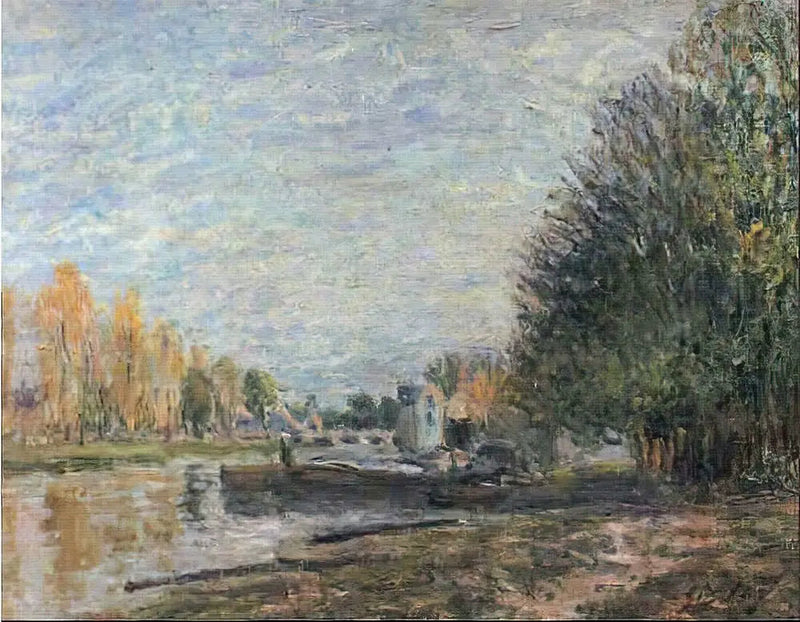 Ufer des Loing bei Sonnenuntergang - Alfred Sisley