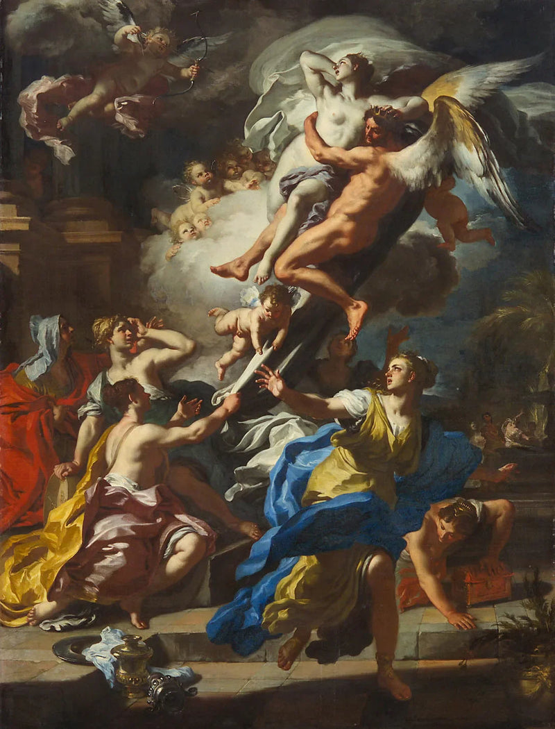 Borée fliegt Oréthyie - Francesco Solimena
