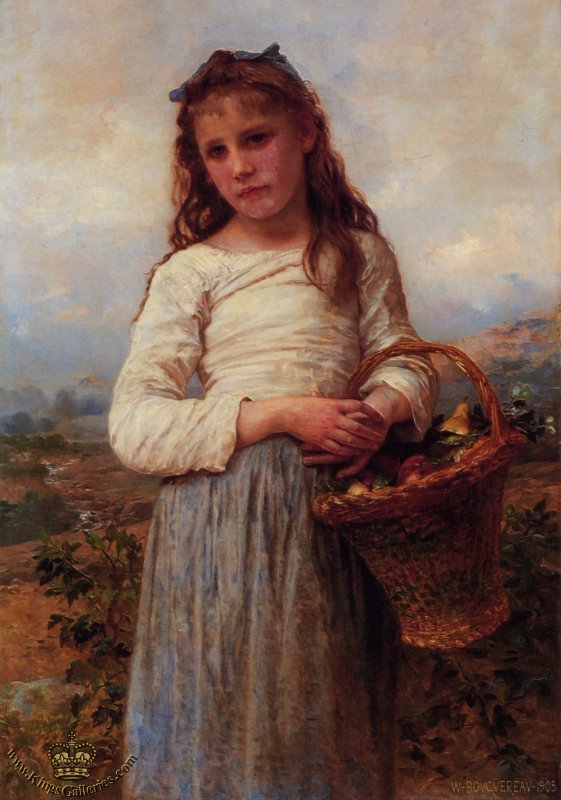 Panier de pommes, tête et mains (1883) - Bouguereau